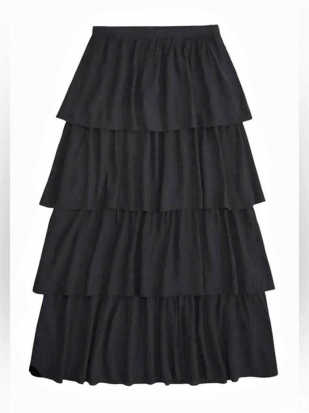 Abercrombie & Fitch Tiered Ruffle Maxi Skirt Black Small